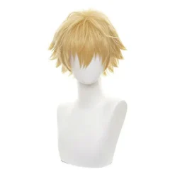 [LCS]Chainsaw Man Denji Cosplay Kostume Paryk Mænd Anime Halloween Gyldent Kort Hår White