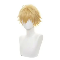 [LCS]Chainsaw Man Denji Cosplay Kostume Paryk Mænd Anime Halloween Gyldent Kort Hår White