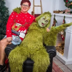 [LCS]Grinch Kostume Jul Cosplay Voksen Julemand Kostume Sæt Jule Cosplay Fest Bedste Julegave Xl