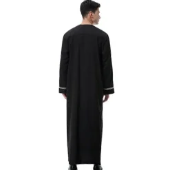 [LCS]Mænd Muslim Saudi-kåbe Dubai Tunika Lang Top Bluse, Sort 3XL