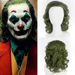 [LCS]Paryk til kostume Paryk Mænd Kort Bølget Paryk Joker Fleck Paryk