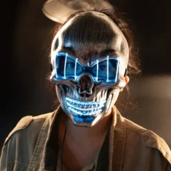 LED Glødende Masker Kranieform Lysmaske Dansefester Bar Dansemaske PP Masker