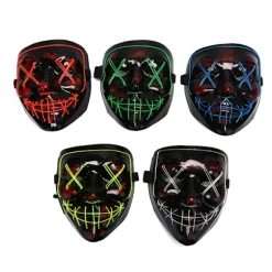 LED Glow Maske EL Wire Lys Op The Purge Film Kostume Pink
