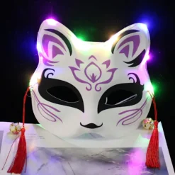 LED Halv-Ansigt Kat Rævemaske | Japansk Kitsune Lysende Fest Cosplay Maske* Color model 2