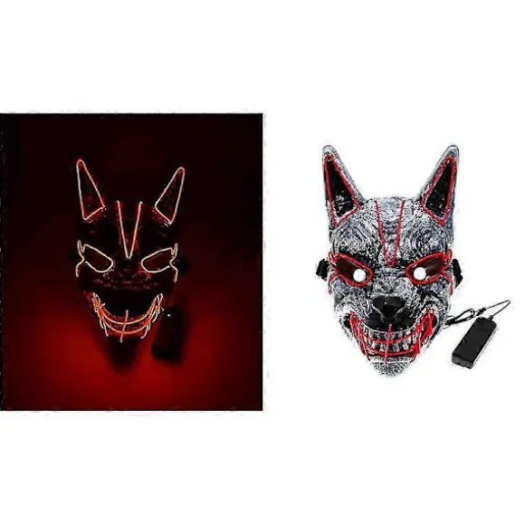 LED Hundemaske LED Ulvemaske Halloween Skræmmende Cosplay Realistiske Masker Til Halloween rekvisit GREEN