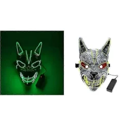 LED Hundemaske LED Ulvemaske Halloween Skræmmende Cosplay Realistiske Masker Til Halloween rekvisit GREEN