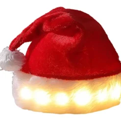 LED Julehat - Lysende Julemandshat, Julehat til Voksne, Unisex Plys Behagelige Julehatte