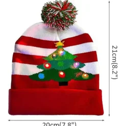 LED julehue, jule-LED strikket lysende hue Unisex vinterhue sweaterkasket B