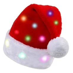 LED Lys Santa Hat Lysende Santa Hat Santa Kostume Tilbehør Rekvisitter Julehat Julehat Til Natklub Cosplay Klæd Dig Ud Red 45cm for Adults