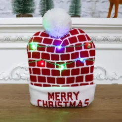 LED Lysende Hat Beanie Strikket Hue, Farverige LED Julebeanie