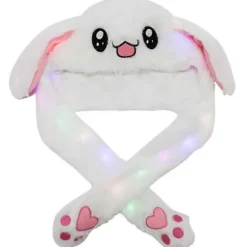 LED Lysende Plys Bevægelig Kaninhat Sjov Lysende og Øre Bevægelig Kaninhat Kasket til Kvinder Piger, Cosplay Jul Fest Feriehat