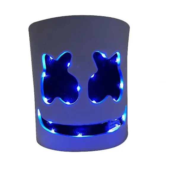 LED Marshmello Maske DJ Cosplay Hjelm Kostumefest Tilbehør Lyser Op