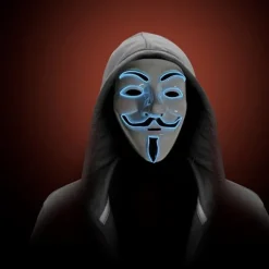 LED Maske Med Lys Til Halloween, Jul, Karneval, Festival, Kostume Cosplay Fest (Hvidt Ansigt Blåt Lys)