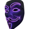 LED Maske V Vendetta Maske EL Wire Lysende til Halloween Kostume Cosplay Fest