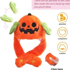 LED Selvlysende Plys Græskarmonsterhat med Bevægelige Ører til Halloween Påske Cosplay Jul