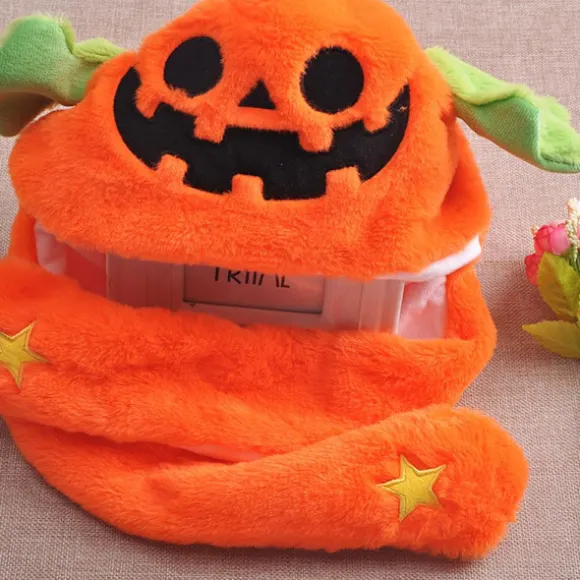 LED Selvlysende Plys Græskarmonsterhat med Bevægelige Ører til Halloween Påske Cosplay Jul