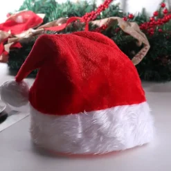 LED-julehat - Lysende nissehue, julehat til voksne, unisex plys behagelige julehatte