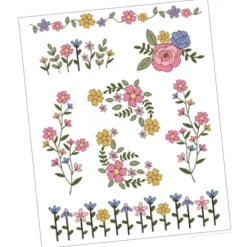Letanvendelig blomsterbroderi papirklistermærke til håndværksaktivitet