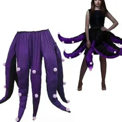 Lilla og sort blæksprutte nederdel med lange tentakler heksekostume havdyr voksen Halloween cosplay tøj til voksne unisex black Length 65cm