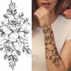 Lilla rose smykker vandoverførsel tatovering sticker, kvinders krops- og brystkunst midlertidig tatovering, piges bælte glitter tatovering blomst.