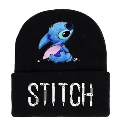 Lilo & Stitch Tegnefilm Karakter Trykt Strikket Beanie Hat Vinter Varmt Skihue Kvinder Mænd Gave