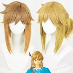 Link cosplay kort paryk med ører (gul)