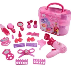 [LLC]2023 Børn foregiver at lege makeuplegetøj Makeupsæt Frisørsimulering Plastiklegetøj til små piger Påklædning Skønhedstilbehør Rejseboks pink