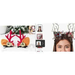 [LLC]1 sæt julehårstilbehør: Rensdyrgevirhårklemmer og søde rensdyrhovedbånd - Feriekostume Cosplay Halloween fotorekvisitter Multi 27.00X22.00X1.00CM | Fyndiq