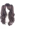 Lolita Lang Krøllet Clip-On Hestehale Cosplay Paryk, Dobbelt Hestehale Tiger Clip Lang Krøllet Paryk (brun), wz-1350 (FMY)
