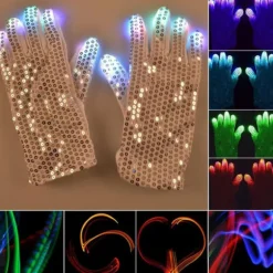 Luffer / Handsker med LED-lys - 6 forskellige lystilstande multicolor{yh} multifärg one size