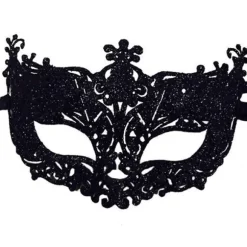 Luksuriøs venetiansk maskerade maske til kvinder og piger - Sexet rævemaske i sort, ONESIZE Black Black ONESIZE