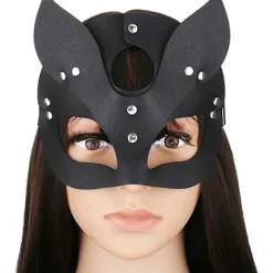 Luksus læder katte ræv maske til kvinder