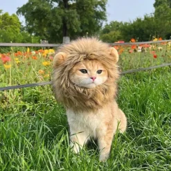 Løvemanke kattehat, kostume til katte, M, brun, 1 stk.