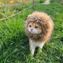 Løvemanke kattehat, kostume til katte, M, brun, 1 stk.
