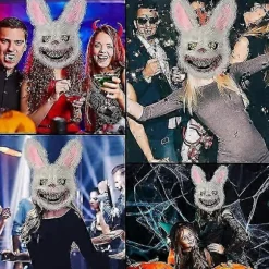 Lysende Halloween Maske Horror kanin Maske Skræmmende Halloween Maske-2025