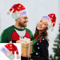 Lysende Julehat Julemandshat Med LED Lys Blinkende Julemandshat Til Voksne Og Børn Julegaver Julemandshat Julehat Jul Ferie