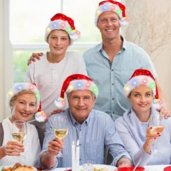 Lysende Julemandshue, Blød Julehue, Sjove Julehatte Velegnet til Voksne eller Børn