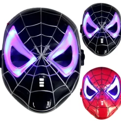 Lysende Spiderman Maske Drenge Børn Voksne Udklædning Superhelt rode