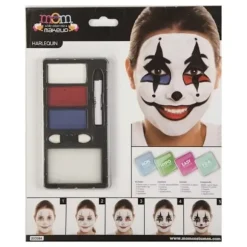 Makeup Kit - Harlequin - 3 Color Palette - Includes Pencil and Sponge - For Children from 3 Years