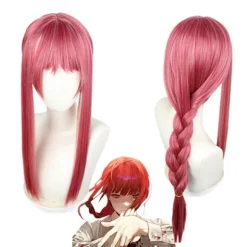 Makima Röd Long Braid Peruk 70CM Cosplay Kostym Motorsåg zy