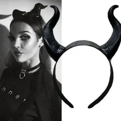 Maleficent Horn Hovedbøjle Hårtilbehør Halloween Kostume Sideprops MJ51 One Size One Size Matte removable
