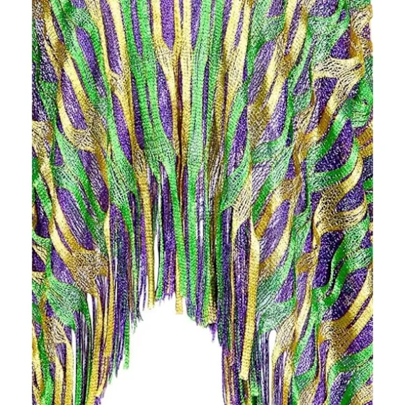 Mardi Gras Poncho Kostumetilbehør Mardi Gras Sjal Lilla Grøn Guld Sjal