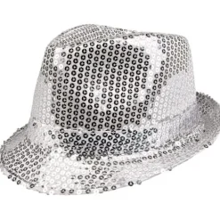 Mardi Gras Tema Fest Hvid Paillet Hat Maskerade Fest Rekvisitter Jazz Gentleman Show Paillet Hat Børn