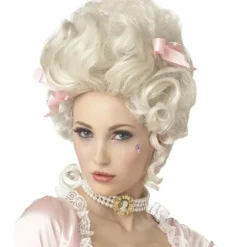 Marie Antoinette hvid paryk til damer, fransk barok, udklædningstilbehør