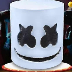 Marshmallow DJ Maske Hjelm - Musikfestival Halloween Kostumer Cosplay Fuld Hoved Maske Hjelm Til Voksne & Børn