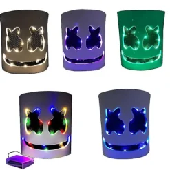 Marshmello LED Maske DJ Cosplay Hjelm Marshmello Kostume Maske Lysende LED Maske Party Cosplay Maske Farverig
