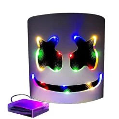 Marshmello LED Maske DJ Cosplay Hjelm Marshmello Kostume Maske Lysende LED Maske Party Cosplay Maske Farverig (FMY)