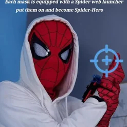 Mascara Spiderman Hovedbeklædning Cosplay Flytende Øjne Elektronisk Maske Spider Man 1:1 Hagekontrol Elastiske Legetøj Til Voksne Børn Gave