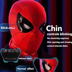 Mascara Spiderman Hovedbeklædning Cosplay Bevægelige Øjne Elektronisk Maske Spider Man 1:1 Hakekontrol Elastiske Legetøj Til Voksne Børn Gave