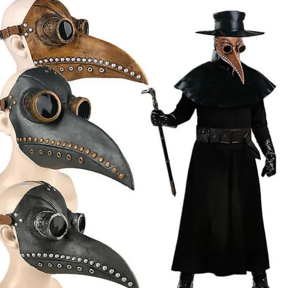 Maske Halloween kostume fugl lang næse næb Pu læder Steampunk